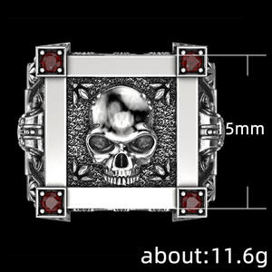 Anillo de cóctel para hombre H159 con diseño de calavera, piedra de granate y engaste de garras, joyería de moda, regalo - Product Image 5