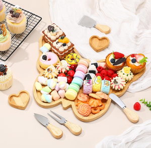 Thiết kế độc đáo gỗ bướm charcuterie bảng thiết lập lớn tre bướm Platter và dao đặt cho Nhà Bên - Product Image 4