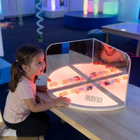 Table lumineuse sensorielle Montessori en bois avec panneaux miroir et LED pour l'apprentissage précoce