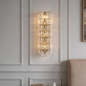 Lámpara de pared de cristal moderna de cobre personalizada para sala de estar, villa, decoración interior del hogar, dormitorio, aplique dorado de lujo. - Product Image 1