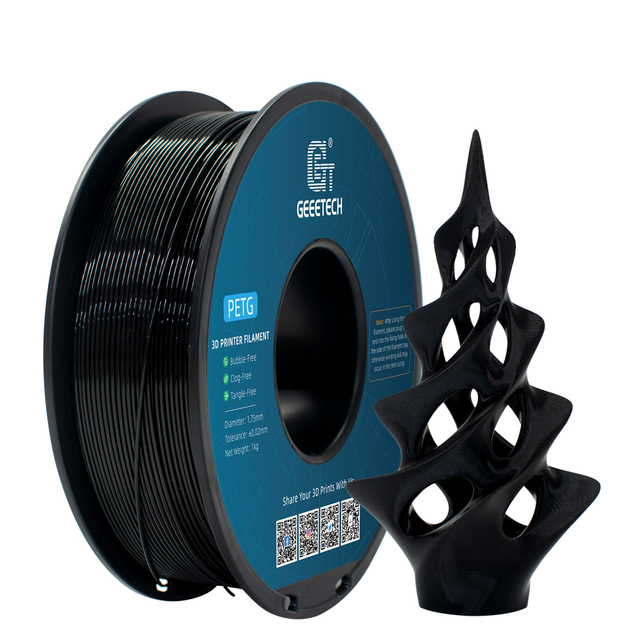 GEEETECH 1kg PETG Black Filament 1.75mm High Strength for Durable Functional 3D Printing Projects Model Number PLA Filament