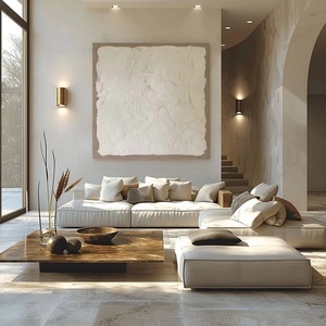 Peinture texturée contemporaine, art mural carré blanc abstrait minimaliste, décoration fantastique, art moderne sur toile pour la maison et la galerie - Product Image 1