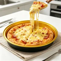 Barquette à pizza jetable en aluminium de 6 pouces, compatible four, avec couvercle, 430 ml, épaissie, antiadhésive, 20/50/100 pièces, Chine continentale