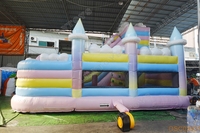 Château gonflable commercial couleur macaron pour enfants, château de saut gonflable pour parc d'attractions
