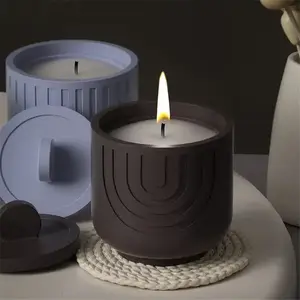 Y1612 DIY Pot de Ciment Rond Moule en Silicone Brillant Circulaire Cire Bougeoir Moule en Silicone