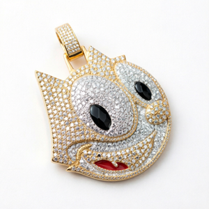 Pendentif Moissanite Visage de Chat Cartoon Plaqué Or 18K Bijou Charmant Sertie de Pierres Unisexe pour Usage Quotidien - Product Image 2