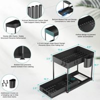 Organisateur d'épices de cuisine en plastique PP avec tiroir coulissant, double niveau, pliable, gain de place, organisateur domestique pour articles ménagers
