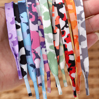 Nouveaux lacets plats camouflage 0,8 cm, vente en gros d'usine pour baskets AJ1 AF1 et chaussures décontractées unisexe