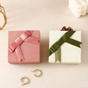 9*9cm Modern Jewelry <b>Box</b> Manufacturer Cardboard Lid Base <b>Box</b> with Bow for Necklace Ring <b>Earring</b> Bracelet Display Custom Logo - Product Image 5