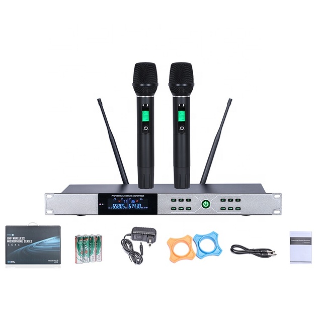 VS2200 Wireless Microphone System Professional Stage Performance Cordless Church Mic 2 Channel UHF Wireless Microphone