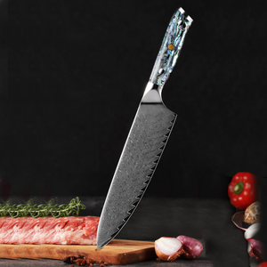 Couteau de chef en acier Damas de 8 pouces avec manche en nacre, couteaux de cuisine professionnels, couteau de cuisine japonais tranchant avec boîte cadeau - Product Image 1