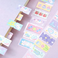 Autocollants de scrapbooking imperméables à motifs de dessins animés kawaii personnalisés, inspirés de la nature, ruban adhésif washi, texture de sable scintillant, adhésif de bureau