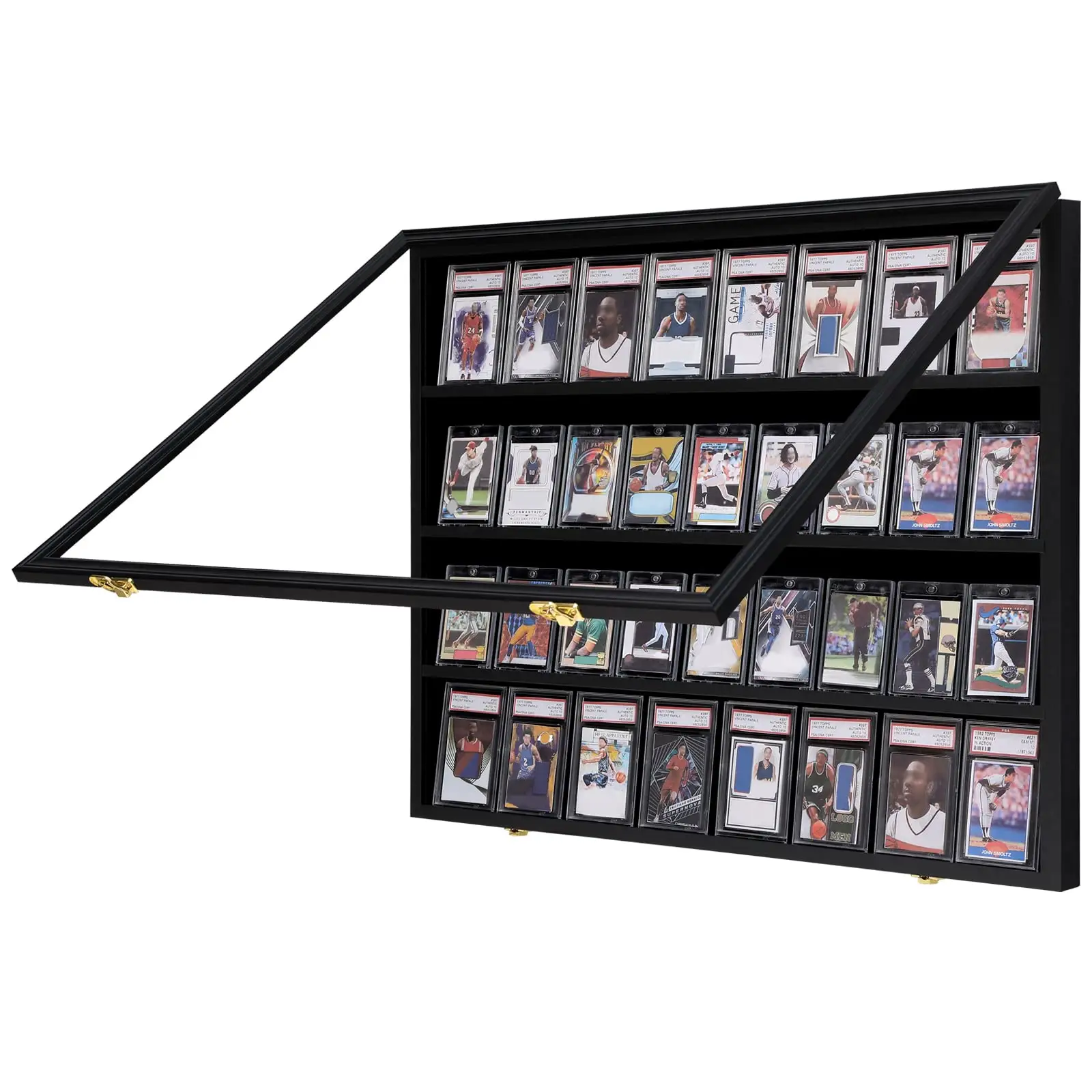 Sports Card Display Case 24*31" Black Cabinet Baseball Lockable Sports Cards Case With Clear Acrylic For Cards Collection