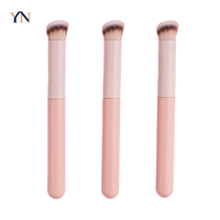 Pinceau à sourcils et eyeliner en forme de faucille, à bord couteau, liquide, ultra-fin, à angle oblique, tête plate, pour maquillage du visage