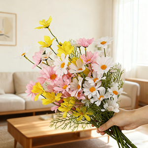 Bouquet de fleurs artificielles Daisy, fleurs en soie, décoration de la maison, ornement de bureau, accessoires de photographie - Product Image 1