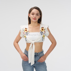 Pantalones Vaqueros de Mezclilla Elásticos para Mujer, Diseño Tradicional de Alta Moda, Color Azul Claro, con Abertura en el Bajo, Bordado Floral, Estilo OEM - Product Image 3