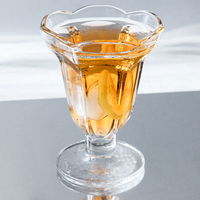 Tasse à dessert en verre transparent, bol à glace, coupe à pudding en verre, forme fleur, couleur personnalisée, style nordique tendance pour restaurant