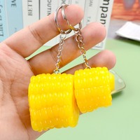 Llavero de PVC 3D Creativo con Segmentos de Maíz Simulados, Temática de Comida, Varias Formas, para Bolsos, Llaveros, Regalos Promocionales
