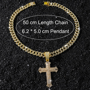New Hot Selling Personalized Hiphop Style <b>Cross</b> Pendant Necklace Alloy Cuban Link <b>Chain</b> Men's Necklace Fashion Jewelry Wholesale - Product Image 5