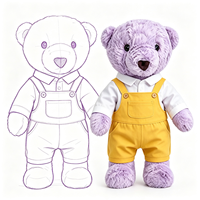 Ours en peluche personnalisé en coton PP, jouet ours violet de dessin animé avec tenue assortie, décoration, cadeau pour enfants