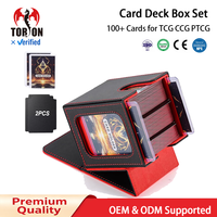 Boîte de rangement pour cartes Torson Premium en cuir PU, capacité 100 cartes, avec double fenêtre de visualisation, pour cartes Commander YuGiOh TCG MTG.