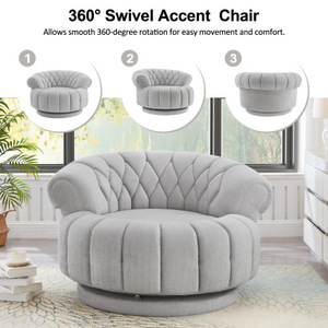 Chenille <b>Convertible</b> Swivel Accent Sofa Set 360 Round Club Sofa for Living Room Bedroom Hotel & Villa Modern - Product Image 4