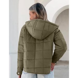 Chaqueta acolchada Reversible para mujer 2025, abrigo ligero acolchado con bolsillos con cremallera, chaqueta hinchada de otoño con capucha a la moda - Product Image 6