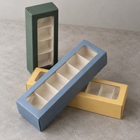 Boîte à tiroir en papier kraft écologique personnalisée, imprimée en couleur, avec compartiments pour macarons, biscuits et artisanat