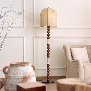 Retro <b>Floor</b> Lamp Led Light Source Switch Control Flax Shade For Living Room <b>Sofa</b> Side - Product Image 5