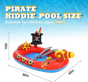 <span class=keywords><strong>Piscina</strong></span> inflable para niños pequeños, <span class=keywords><strong>barco</strong></span> <span class=keywords><strong>pirata</strong></span> con pulverizador de agua, Centro de juego de agua para interiores y exteriores, patio de jardín - Product Image 2