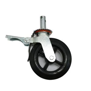 Ağır tekerlek dökme demir kauçuk döner sarhoş tekerlek kilitli fren ile 360 derece haddeleme kulesi ağır iskele tekeri - Product Image 4