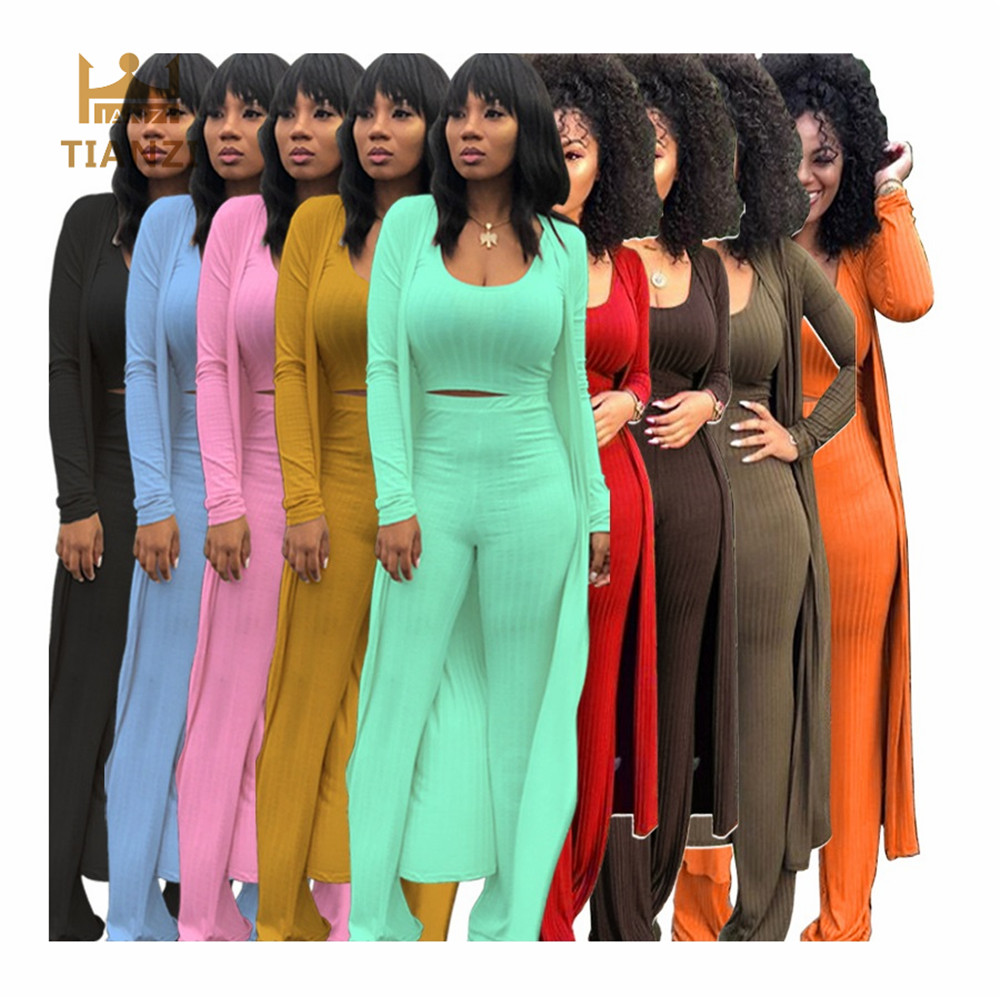 2021 популярный M5836 Женские повседневные однотонные брюки, короткий топ и накидка, комплект одежды из 3 предметов