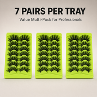 7 paires de faux cils 25 mm, courbure C, effet wispy, volume spectaculaire, lot économique, fibres synthétiques, vente en gros, marque privée