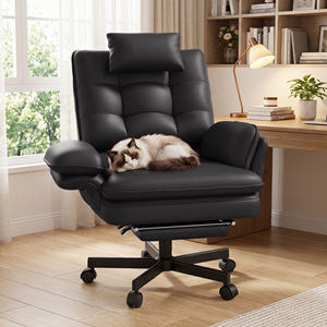 Modern PU Leather Ergonomic <b>Swivel</b> <b>Office</b> <b>Chair</b> Headrest Adjustable Height Stainless Steel Base Home <b>Office</b> Hotel School - Product Image 1