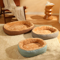 Lit orthopédique moderne et confortable pour chien et chat Petite peluche ronde avec motif animal Couverture en duvet en coton résistant à l'eau Amovible Lavable