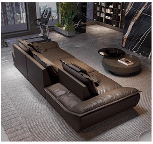 أريكة جلدية فاخرة مستوحاة من السيل لعام <span class=keywords><strong>2026</strong></span>، مقعد عميق وواسع للغاية، ظهر قابل للتعديل، تصميم مستقيم يشبه العش - Product Image 3