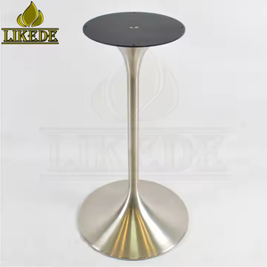ब्रश स्टेनलेस स्टील ट्यूलिप टेबल बेस | कैफे, रेस्तरां, होटल और कार्यशाला फर्नीचर के लिए आधुनिक तुरही डिजाइन धातु तालिका पैर - Product Image 1