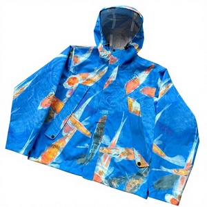 Chaqueta Impermeable con Capucha para Hombre, con Estampado de Peces Koi, Cortavientos Informal para Exteriores, Cierre de Cremallera, para Primavera - Product Image 4