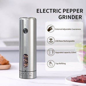 External Adjustable Electric Rechargeable Salt and <b>Pepper</b> <b>Grinder</b> Set Stainless Steel Automatic Salt & <b>Pepper</b> <b>Grinders</b> - Product Image 3