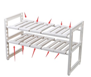 2021 Mobile Shelf Kitchen Storage Rack Bathroom Lower Sink Kitchen Rack Expandable Under Sink Shelf Organizer for Home