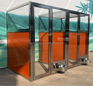 Luxe Roestvrijstalen 304 Hondenkennel Met Gehard Glazen Deuren Ijzeren Huisdierenkooi Met Knoopsluiting - Product Image 2