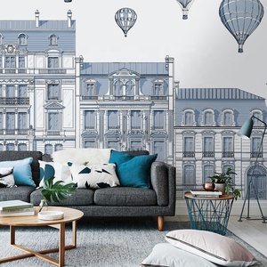 Papier adhésif d'architecture de <span class=keywords><strong>paris</strong></span> bleu pour murs papier peint de style européen - Product Image 2