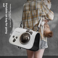 Bolsa de Transporte para Mascotas con Diseño de Conejo Blanco, Bolsa de Viaje Rígida y Transpirable para Gatos con Asa Superior, Ventana de Burbuja de Gran Visibilidad para Gatitos