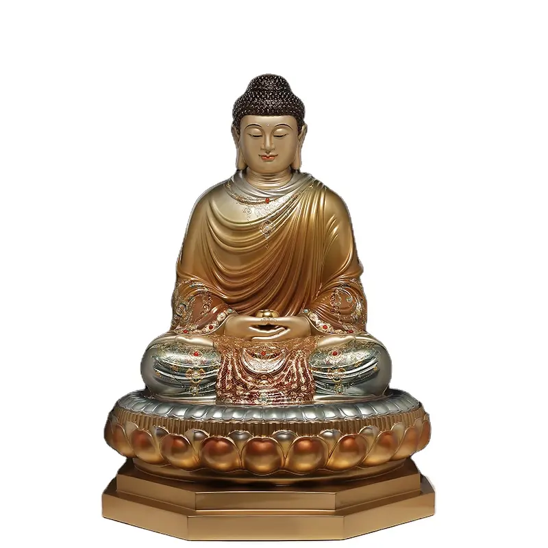Estátua de buda em bronze para enfeitar, estátua de amitabha de ouro e sakyamuni tathagata