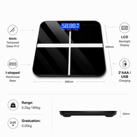 Balance électronique numérique compacte intelligente et précise, capacité de 180 kg, utilisation au bureau, surface en verre, alimentée par piles, précise