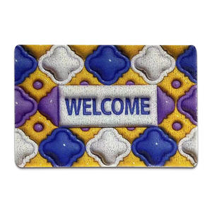 Tapis de bienvenue rectangulaire moderne en PVC à motif géométrique, antidérapant, pour entrée, salon, chambre et salle de bain - Product Image 2