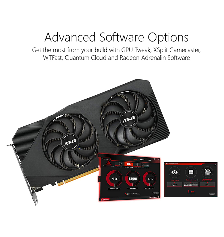 Asus amd radeon rx 5700 sobrebloqueado, 8g gddr6 dupla ventilador