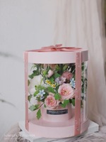 Boîte à fleurs coréenne ronde seau contenant arrangement floral boîte en papier PVC fenêtre transparente boîte à fleurs cadeau