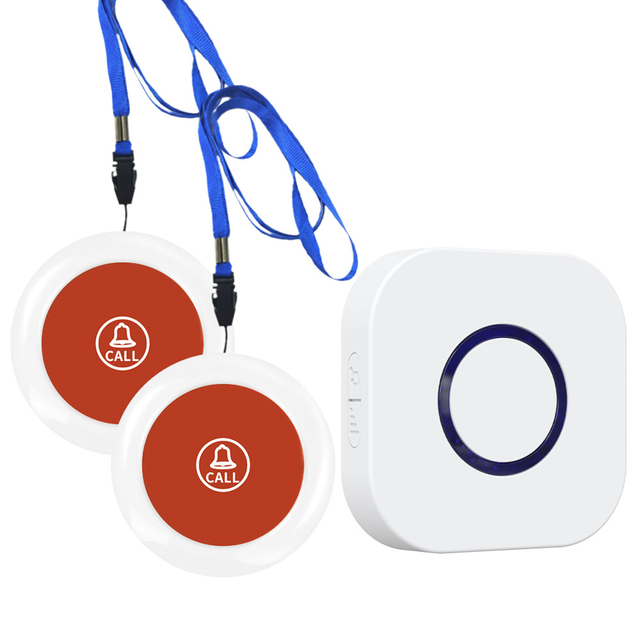 Wireless Caregiver Pager Call Button System for Elderly Disabled Home Care 1 Receiver +2 Call Buttons