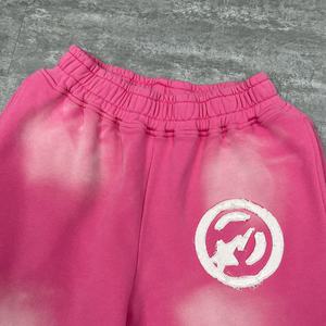 กางเกงสเวตแพนท์แฟชั่นผ้าเฟรนช์เทอร์รี่ปักลายดีไซเนอร์ทรงโอเวอร์ไซส์ฟอกสีเอซิดทรงบานขาบานทรงหลวมหนานุ่มสำหรับผู้ชาย - Product Image 3